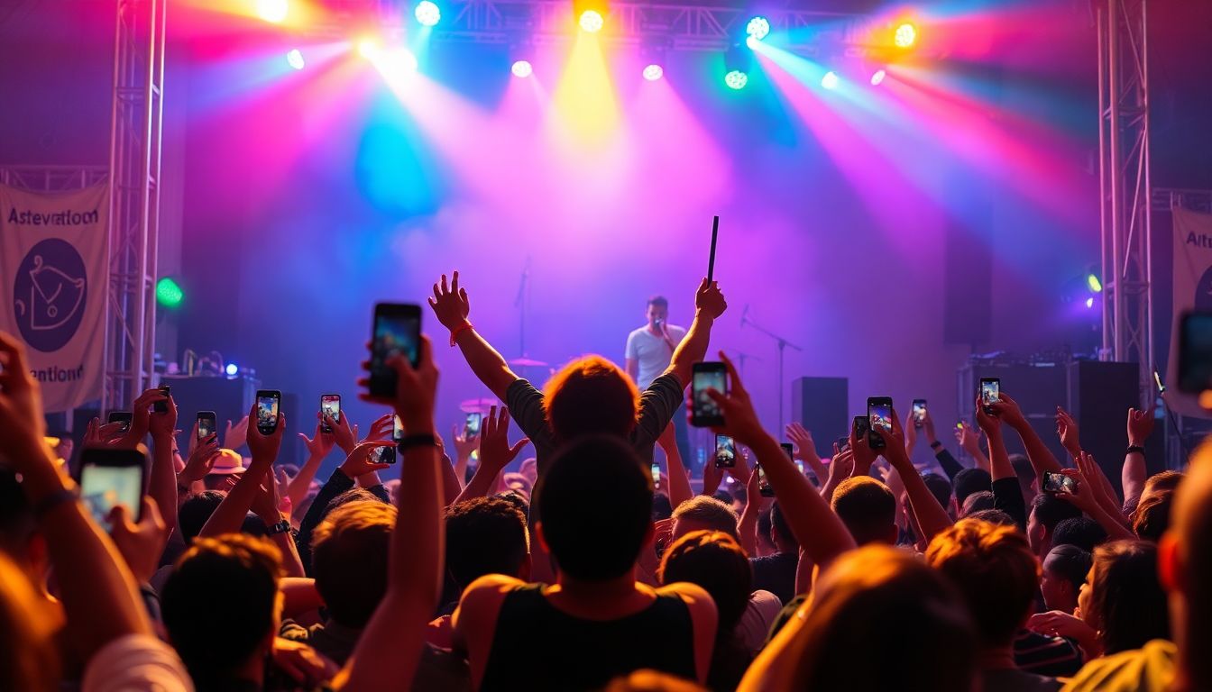 An independent artist recording music in a studio, surrounded by promotional materials and digital platforms, representing the impact of PR in growing an artist’s reach.
